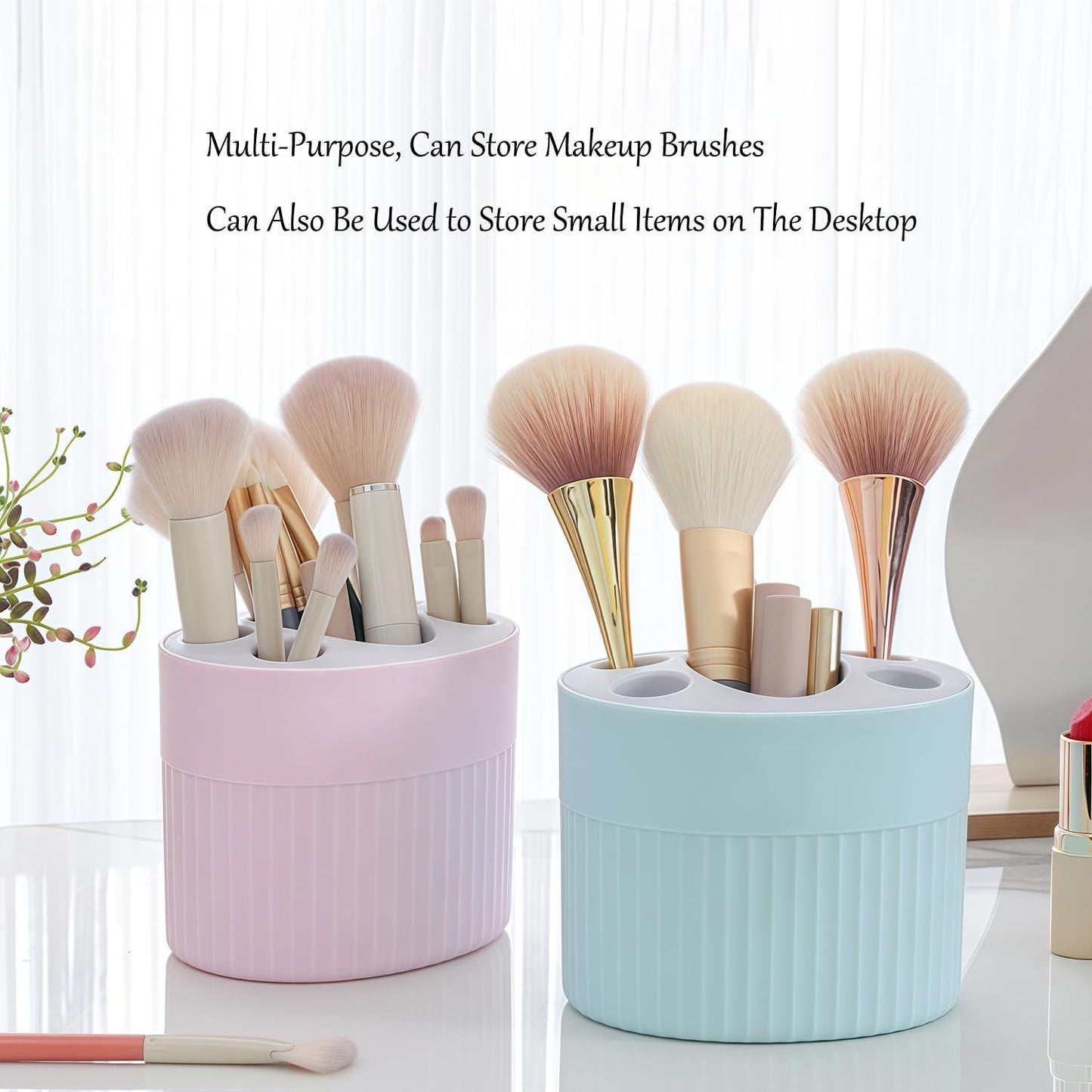 Toothbrush Holder for Bathroom Countertop, Multi-Slot Toothbrush Caddy with Drainage, Detachable Design, Non-Slip Base, Toothpaste Organizer (1, Blue)