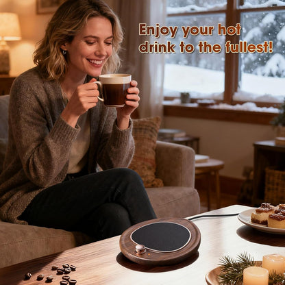 Coffee Mug Warmer - Large Candle Warmer Plate, 2-Temp Setting (131℉ & 113℉) & Fast Heating, Elegant Desk Warmer for Coffee/Tea/Milk/Candle, Ideal Office Home Gift (Black)