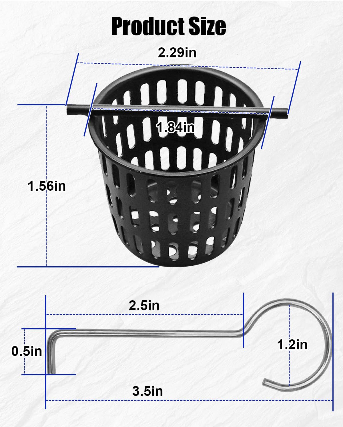 2 Pcs 2 Inch Hair and Debris Strainer, Black Coating Shower Drain Strainer with Lifting Hook, Stainless Steel Debris Basket Shower Catcher for Square/Floor Drain
