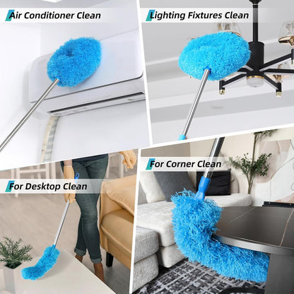 DRQ Ceiling Fan Cleaner Duster with 13-48 in Extension Pole, Blue | Detachable, Washable Microfiber Brush Head Is Reusable for Ceiling Fan Blades, Walls, Bookshelves, Door Tops and Window Tops