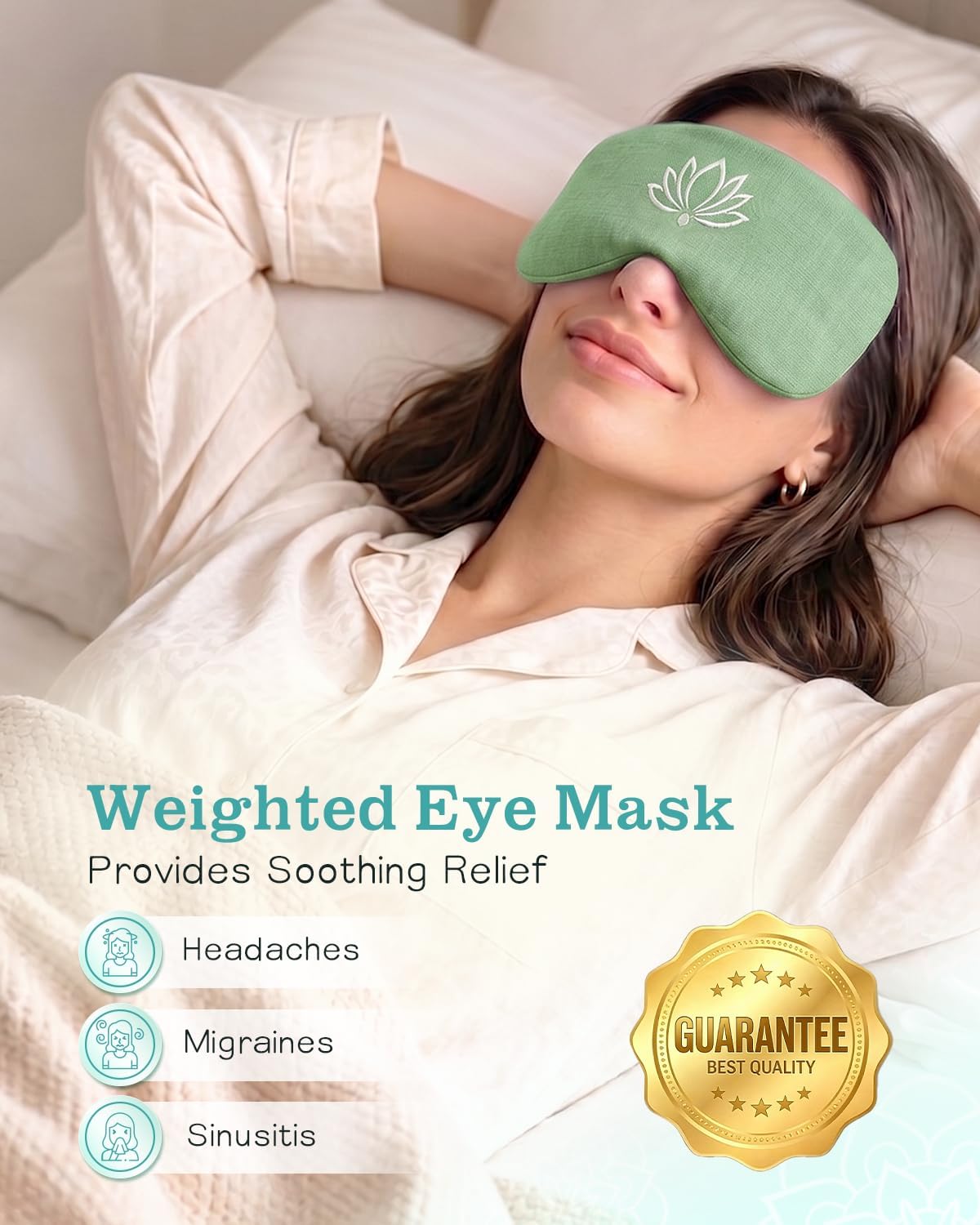 Hihealer Weighted Lavender Eye Pillow, Linen Flaxseed Eye Mask for Sleeping