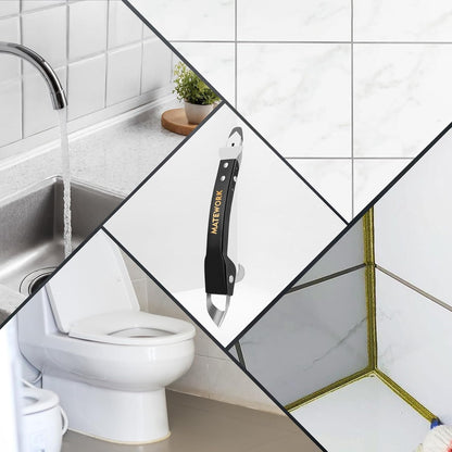 Matework Complete Caulking Tool Kit, 4 in 1 Stainless Steel Caulk Remover | Caulk Finishing Tool, Grout Removal, Scraper, Cut Resistant Gloves, for Bathroom Shower Kitchen Living Room, Home Repair