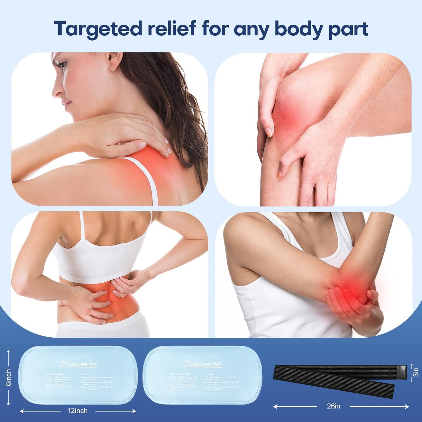 Gel Ice Packs for Injuries Reusable 2 Packs Hot Cold Gel Wrap with Strap | for Pain Relief Swelling Shoulder Rotator Cuff Back Hip Ankle Knee C-Section & Postpartum Recovery,10x5.5 Inch, Pink