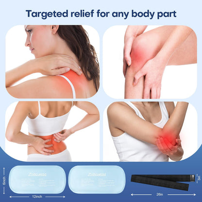 Gel Ice Packs for Injuries Reusable 2 Packs Hot Cold Gel Wrap with Strap | for Pain Relief Swelling Shoulder Rotator Cuff Back Hip Ankle Knee C-Section & Postpartum Recovery,10x5.5 Inch, Pink