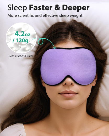 MABAO Weighted Sleep Mask, 100% Blackout Blindfold for Sleeping, Black | 3D Contoured for Lash Extension, Zero Eye Pressure for Women Men, Memory Foam Cover, Soft Gentle Pressure, Blindfold, Travel