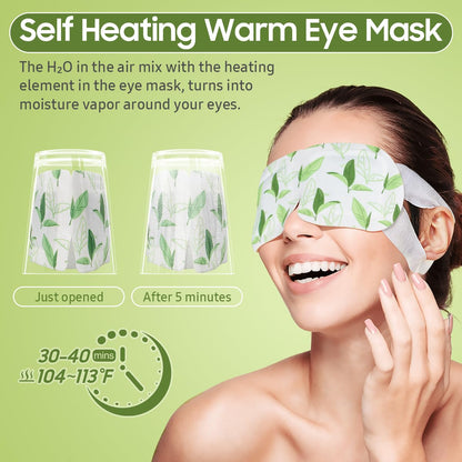 BeHoomi 20 Packs Steam Eye Mask, Heated Eye Mask Warm Compress for Eyes, Disposable Self Heating Steam Mask for Home, Sleep, Spa, Travel Essentials & Relaxation Gifts for Women (Unscented)