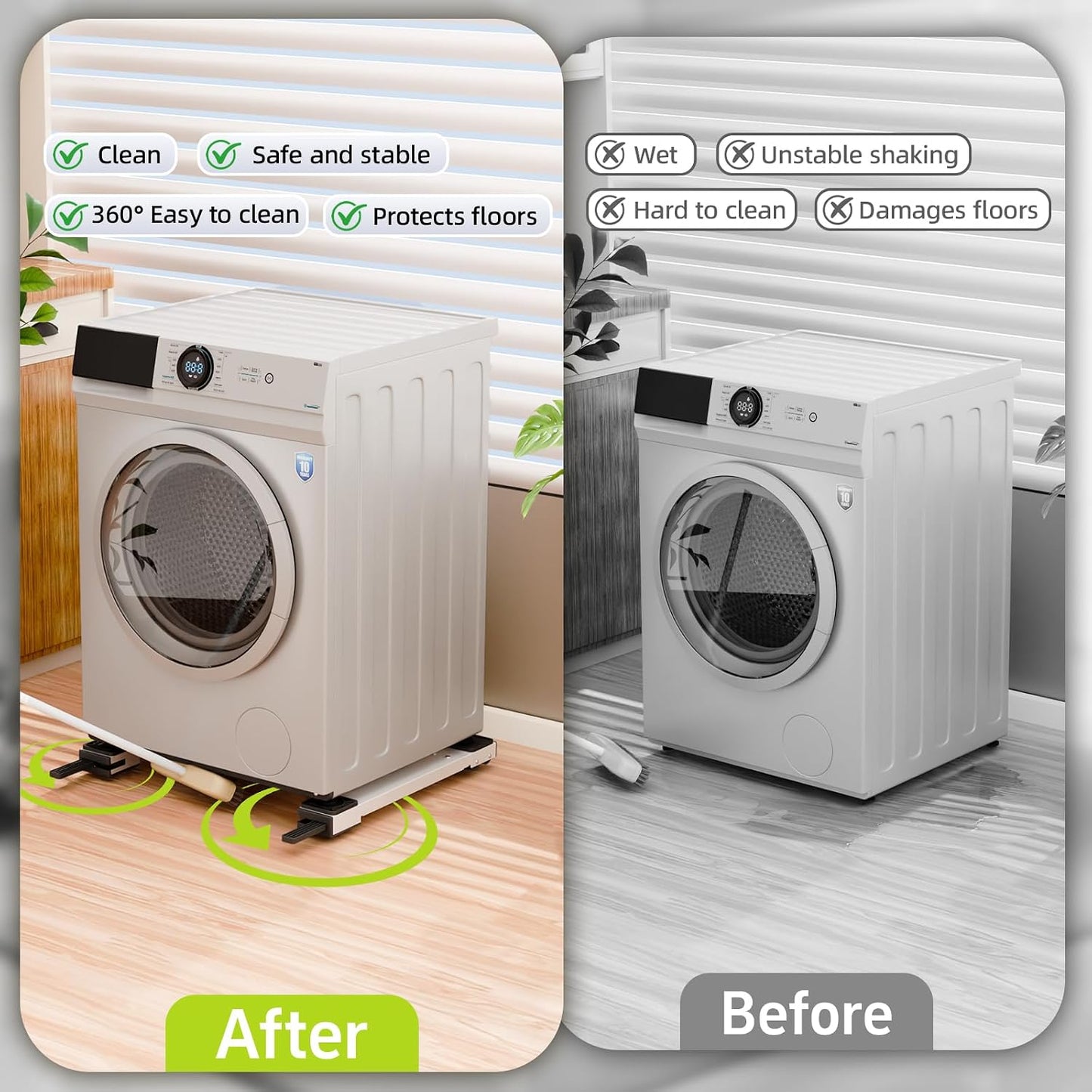 Appliance Rollers Heavy Duty,Newest 360° Movement Appliance Sliders,20-32in Extendable,Liftable Anti Slip Washing Machine Base,Easily Move Washer and Dryer Machines,Refrigerators,Furniture-Black