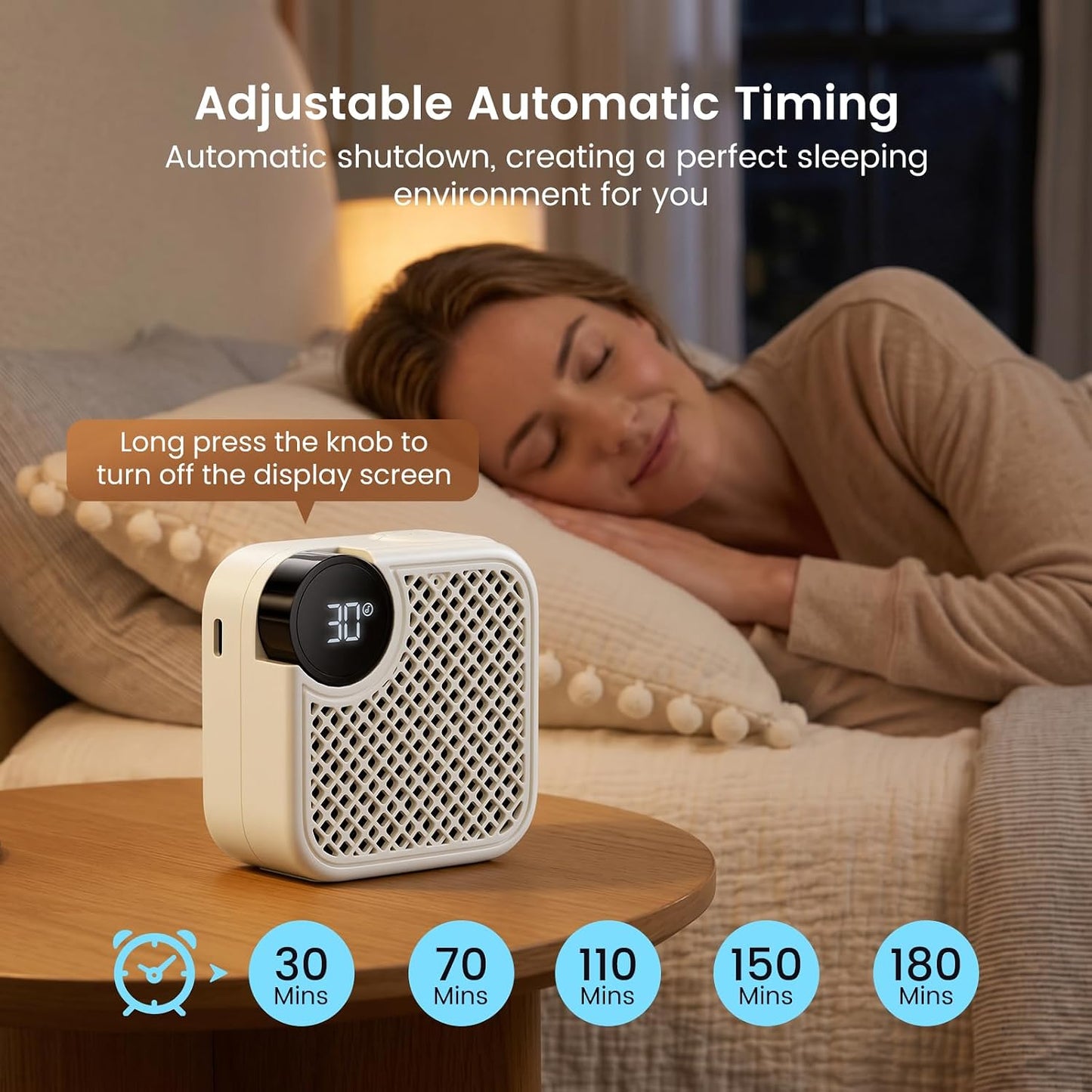 Portable White Noise Machine with Bluetooth Speaker 18 Soothing Sounds | Sound Recording Memory, 5-180min Timer, 16 Volume Levels, Compact 3x3x1.5in for Baby, Kids, Adults - Travel, Home, Office