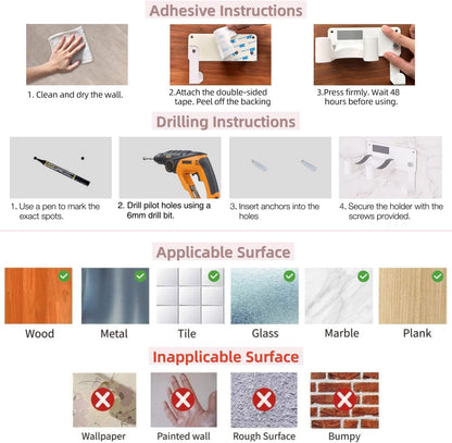 Hot Tools Organizer, Hair Tool Organizer Wall Mount Aluminum Alloy, Space-Saving Curling Iron Holder for Vanity & Bathroom with Stainless Steel Cups White CHOCHOYAH