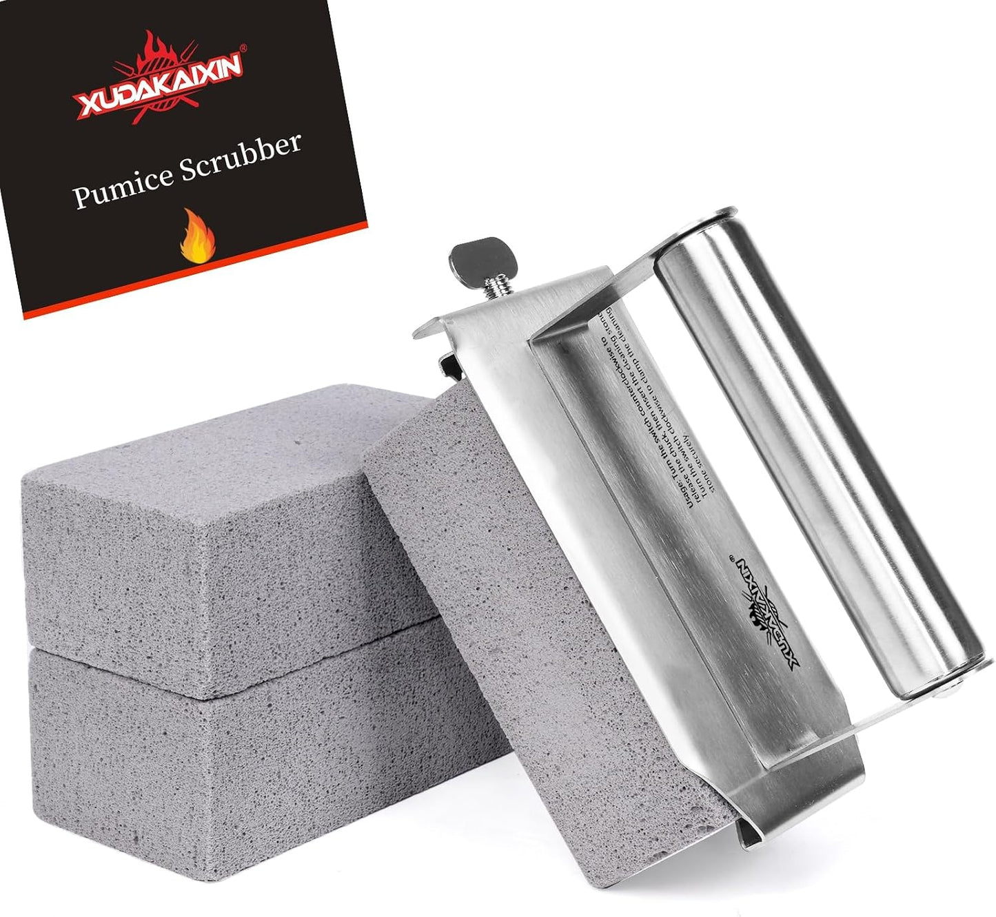 XUDAKAIXIN Grill Cleaning Bricks with Handle, Pumice Griddle Cleaning Stone Removing Stains for Grill,Plattop Griddle,Sink,Cookwares,Floor,Countertop(3-Pack with Handle)