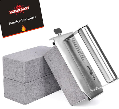 XUDAKAIXIN Grill Cleaning Bricks with Handle, Pumice Griddle Cleaning Stone Removing Stains for Grill,Plattop Griddle,Sink,Cookwares,Floor,Countertop(3-Pack with Handle)