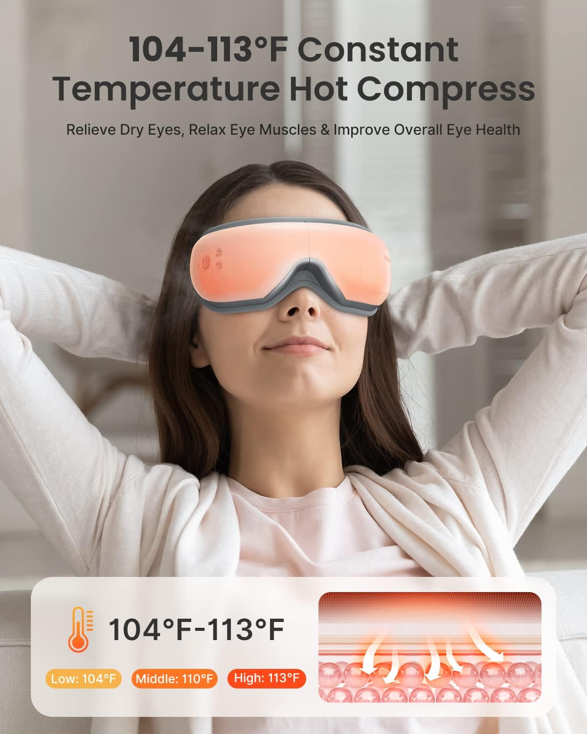RENPHO Eyeris 1 Eye Massager with Heat, Heated Massage Eye Mask