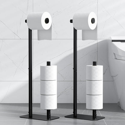 Kitsure Toilet Paper Holder Stand, Bathroom Storage, Medium, Black | Large Capacity Toilet Paper Holder for 4 Rolls, Rustproof Toilet Paper Holder Free Standing, Non-Slip Stable Base
