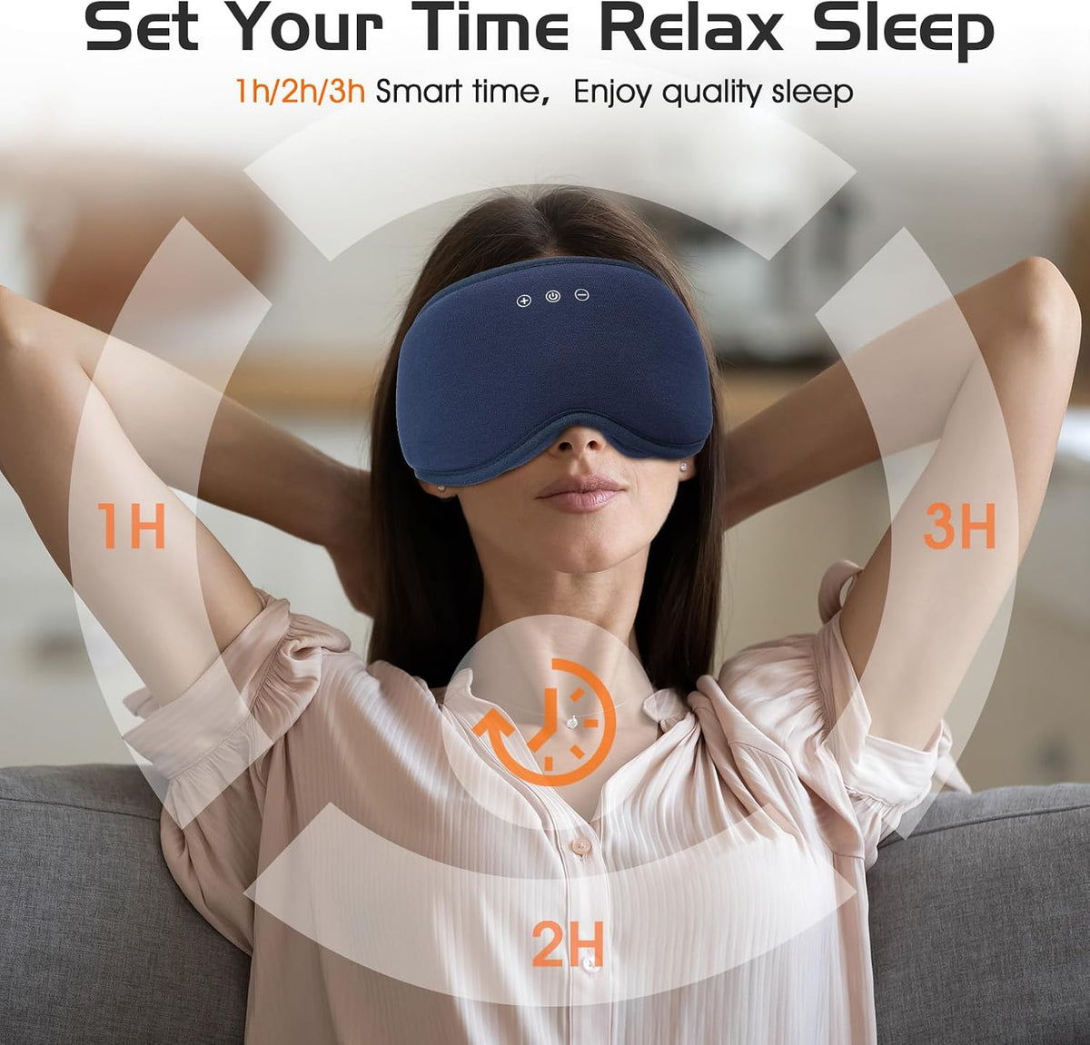 Bluetooth Sleep Mask with 2 Removable 3D Contoured Cup, Bamboo Cotton Bluetooth Sleep Headphones for Side Sleepers with Timming Setting, Blackout Eye Mask for Travel Meditation Men Women