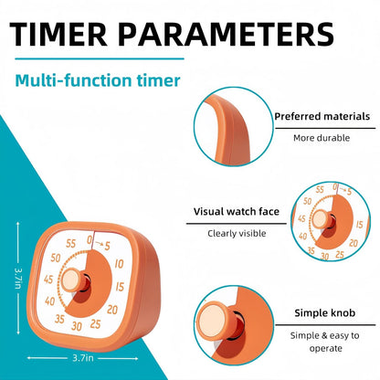 Visual Timer for Kids - 60 Minute Visual Kids Timer for Classroom Home Office, Countdown Timer for Cooking Teaching Working Meeting (Orange)