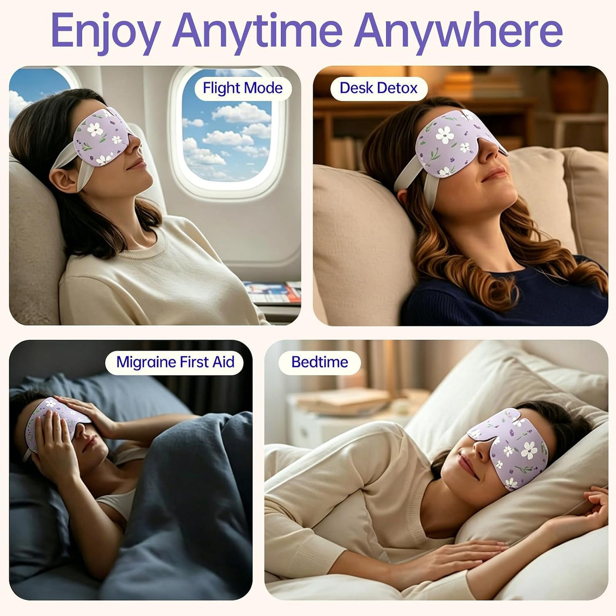 16 Pack Self Heating Steam Eye Mask - Disposable Warming Eye Mask for Dry Eyes, Travel & Sleep Essential, Soothing Relief for Eye Fatigue, Ideal Spa Gift (Lavender)
