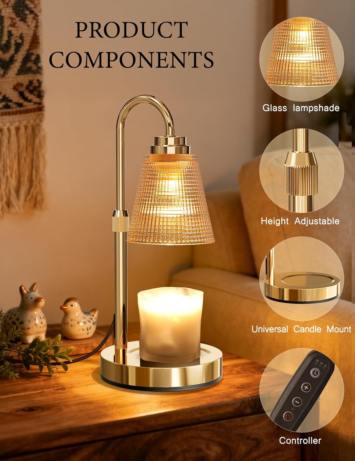 Candle Warmer Lamp with Timer Dimmer, Home Decor for Birthday Gifts Women