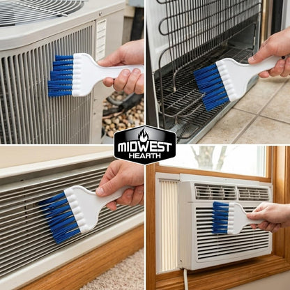 Midwest Hearth Air Conditioner & Refrigerator Coil Cleaning Brush – Long Bristle HVAC Fin Cleaner for AC Condenser, Evaporator, Coils