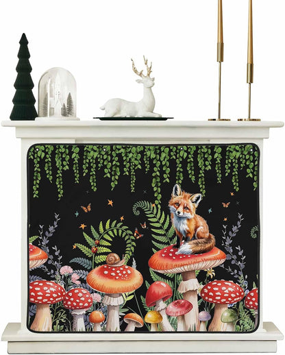 Magnetic Fireplace Cover Red Mushroom Fox Fireplace Screen Decorative Eucalyptus Leaves Butterfly Black Insulation Fireplaces Blocker Save Energy Fireplaces Draft Stopper Covers for Living Room 36x30