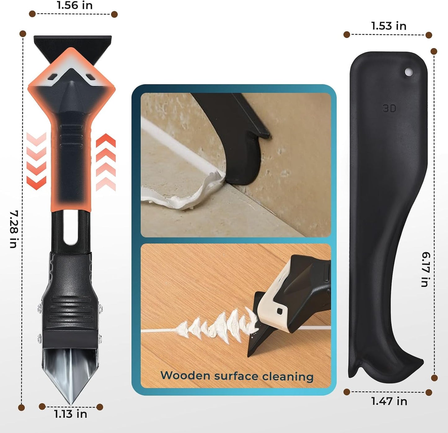 Silicone Caulking Tool, Caulk Remover & Grout Removal Tool | Sealant Finishing Smoothing Scraper Tools, Grout Removal Tool for Bathroom Shower Bathtub Tile Kitchen Sink Home Renovation
