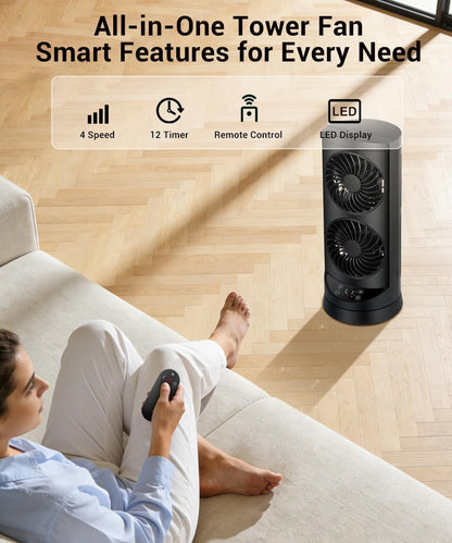 Tower Fan for Bedroom,24 ft/s Portable Desk Table Fan with Remote