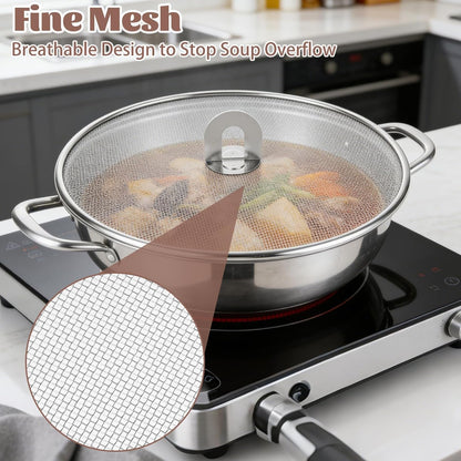 SHUESS 6 Pcs Splatter Screen for Frying Pan, Stainless Steel | Grease Splatter Guard with Foldable Knob for Cooking, 3 Sizes of Splatter Guard for Frying Pan, Set of 3(9.84", 11.42", 13")
