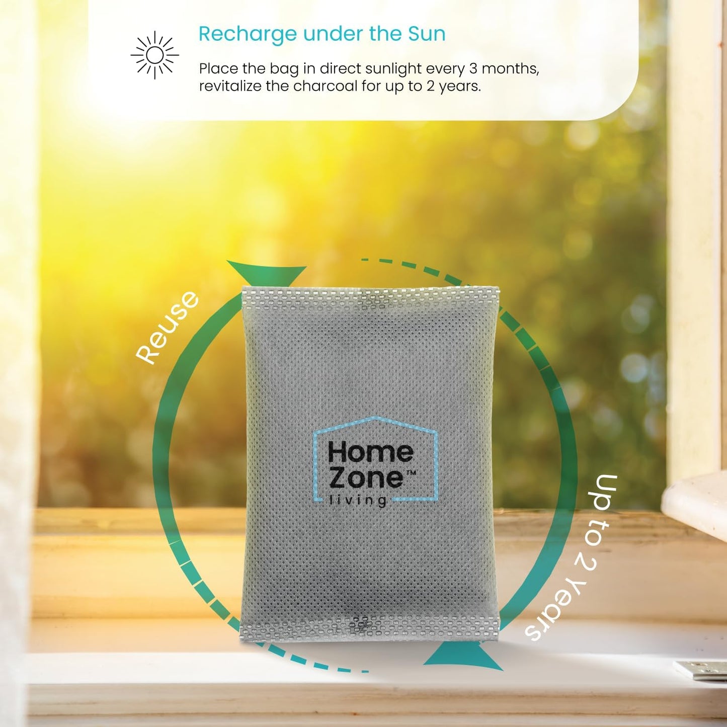 Home Zone Living CleanAura Deodorizing Bamboo Activated Charcoal Filter Bag Set of 4