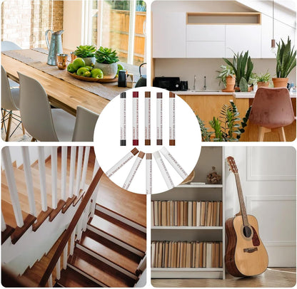 Furniture Repair kit, Wood Scratch Cover Markers*6 and Wax Filler Sticks*6 with Sharpener- 13Pack, Furniture Markers Touch Up Kit for Cover Ups Wooden Floors, Tables, Desks, Carpenters, Stains, Holes