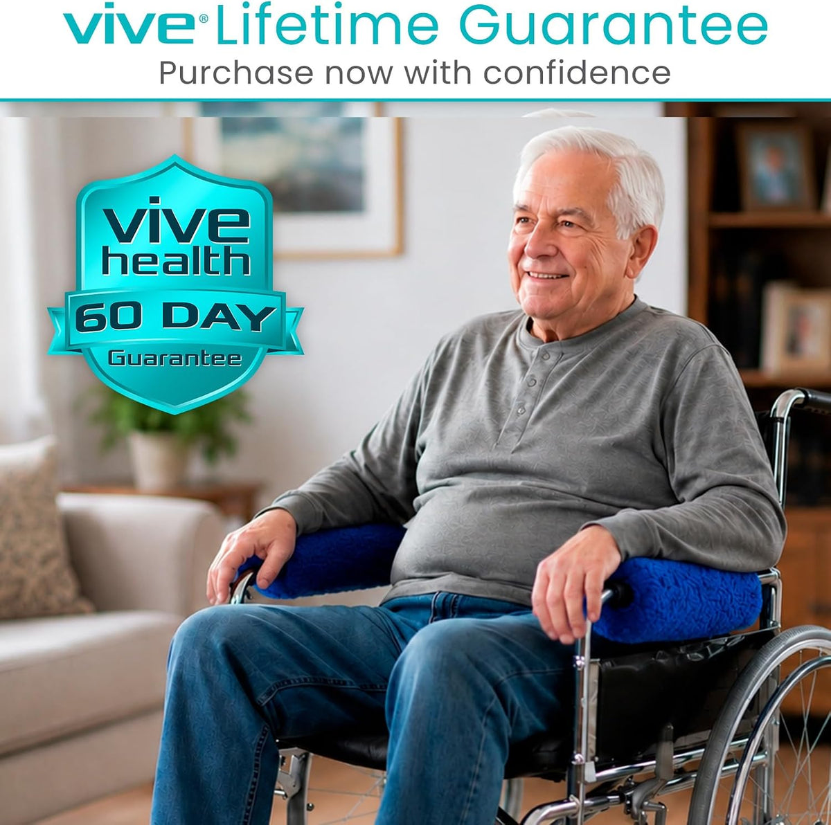 Vive Wheelchair Armrest Pads (2 PCS) - Memory Foam Sheepskin Cushion
