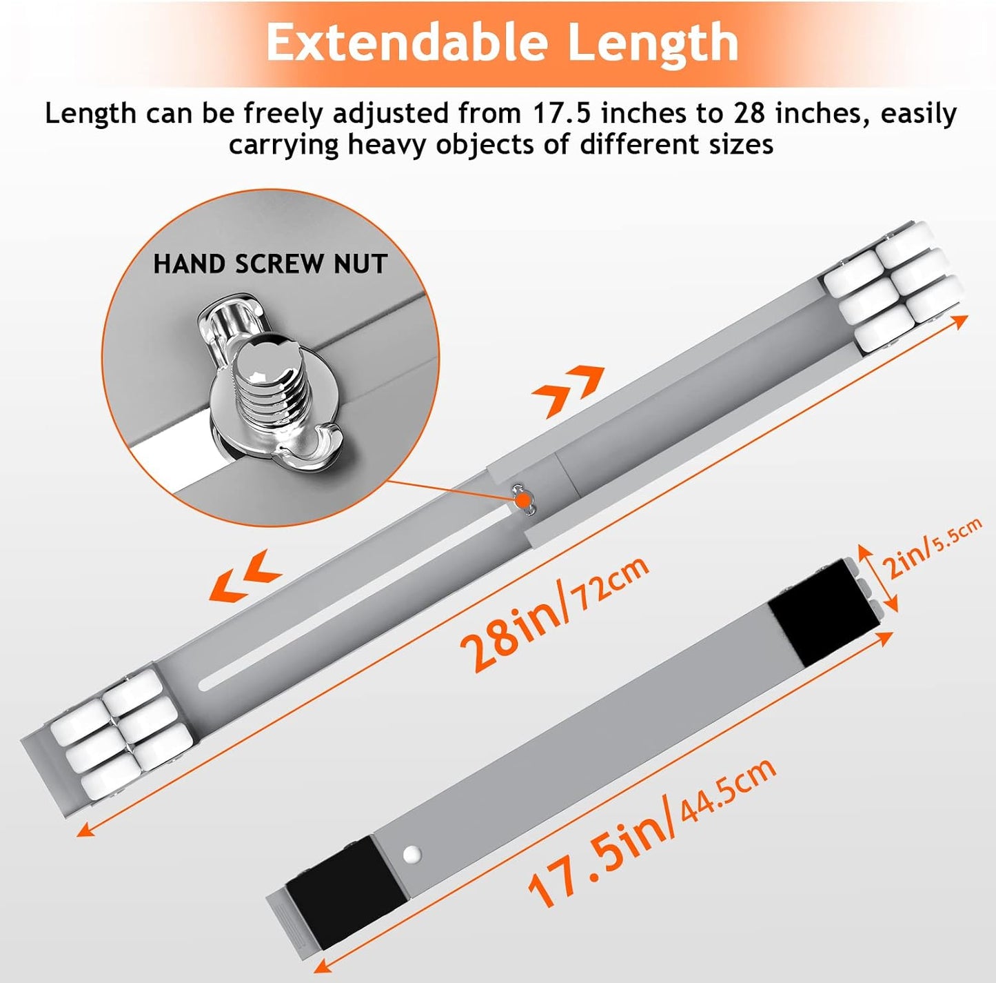 Ronlap Furniture Washing Machine Dolly Extendable Appliance Rollers, White | Heavy duty stand wheels for washing machine, refrigerator. Low profile mover dolly for washer and dryer, fridge & appliances