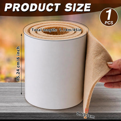 Jecery Adhesive Felt Roll, 1/4" X 6" X 1.25 Yard, Beige | Self-adhesive Padding for Foot Support, Pressure Relief, Furniture Protection, Splint Lining Cushion