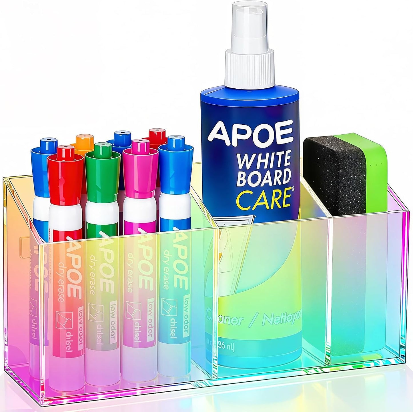 Magnetic Dry Erase Marker Holder for Whiteboard, Fridge, Classroom | Acrylic Magnet Pen Holder for Office, Refrigerator, Whiteboard Maker Holder for Teacher, Locker Organizer Accessories(Clear)