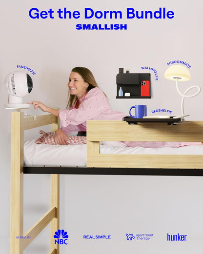 Smallish FanShelfie Adjustable Fan Holder for Dorm Room - White