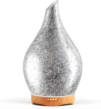 Porseme Essential Oil Diffuser 280ml Handmade Glass Diffuser 7H Runtime | Elegant Handmade Glass Aroma Diffuser with 7-color LEDs, Quiet Aromatherapy and Safe Auto Shut-off, Perfect for Gifts