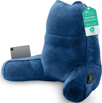 Sasttie Reading Pillows for Sitting in Bed Adult, Back Pillow Bed Sitting Up, Back-Rest Support Cushion for Sit Up on Couch, Sofa, and Floor, Dorm Essentials, Oeko-Tex Certified, Dark Grey