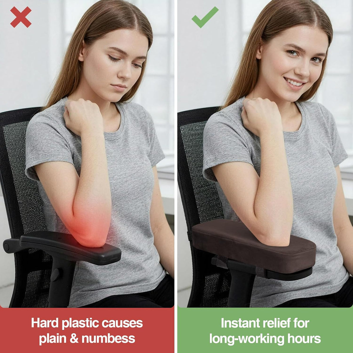 Smiry Memory Foam Office Chair Armrest Pads, Non-Slip Armrest Cushion
