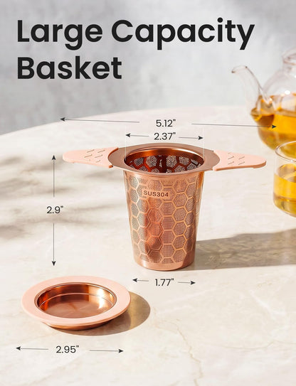 Tea Infuser for Loose Leaf Tea,Stainless Steel Tea Infuser with Heat Proof Silicone Handles,Extra Fine Mesh Tea Strainers Filter Fine Tea Leaves Effectively,Fits TeaPots/Mugs