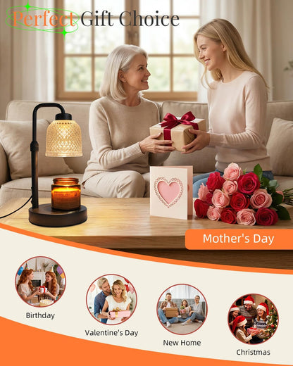 AIFEI Candle Warmer Lamp with Timer, Birthday Gifts for Women Mom, Black | FlameSafety Candle Lamp - Dimmable Adjustable Height with 2 Bulbs, House Warming Gifts New Home, Fits Most Jar Candle