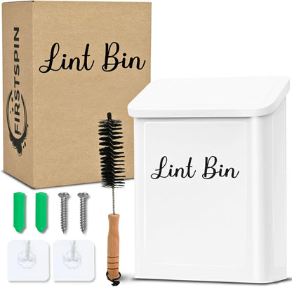 Magnetic Lint Bin for Laundry Room – Black Metal Lint Holder with Lid – Wall Mount & Magnetic Trash Can – Modern Farmhouse Style for Laundry Room Organization and Storage