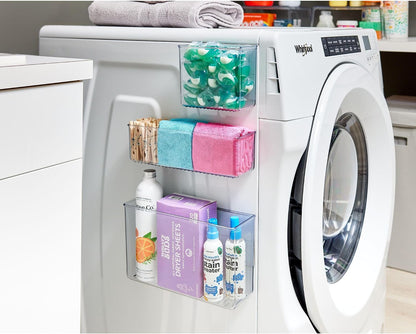 iDesign Magnetic Small Clear Plastic Organizer Bins | Laundry Room Storage
