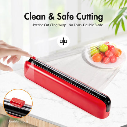 Aluminum Foil & Plastic Wrap Dispenser with Cutter - Easy One-Hand Operation, Space-Saving Kitchen Organizer for Worktops & Cabinets, Magnetic Cling Film Dispenser - Fits 12" Rolls, Gray