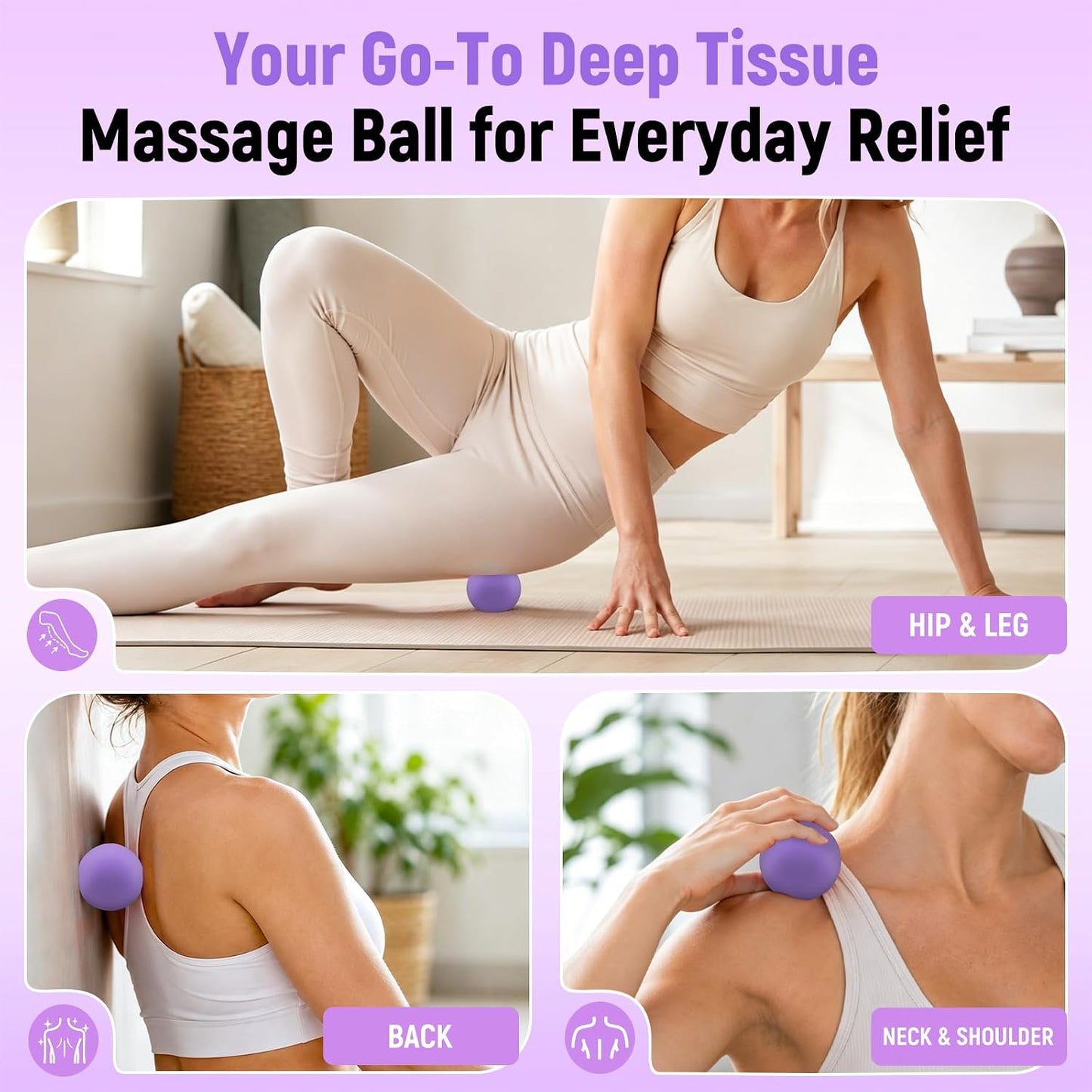 Massage Ball Lacrosse Ball for Myofascial Release, Massage Deep Tissue for Back, Neck, Foot Trigger Point Therapy, Full Body Muscle Knots, Relieving Muscle Pain (Orange)