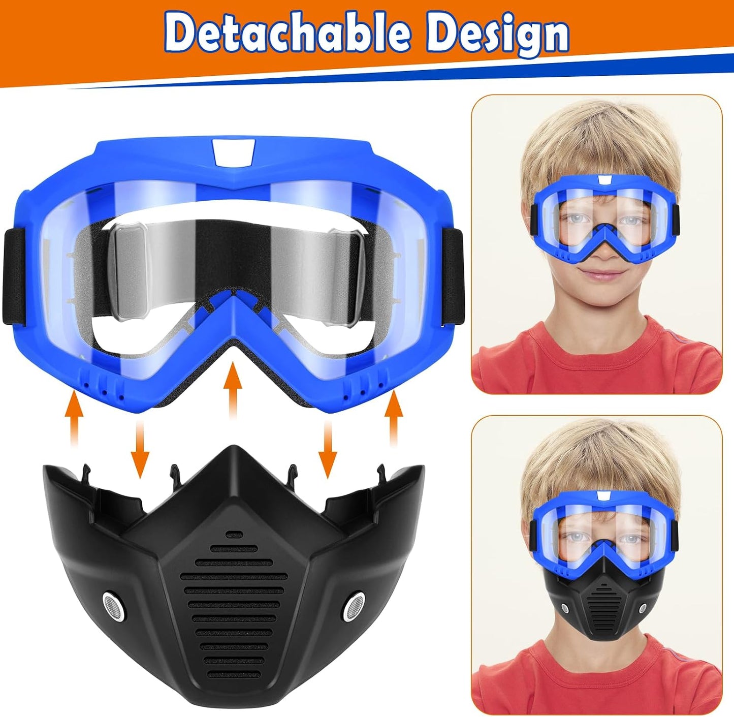 POKONBOY Detachable Masks, Tactical Mask with Goggles Compatible with Nerf Rival, Apollo, Zeus, Khaos, Atlas, & Artemis Blasters Rival Mask
