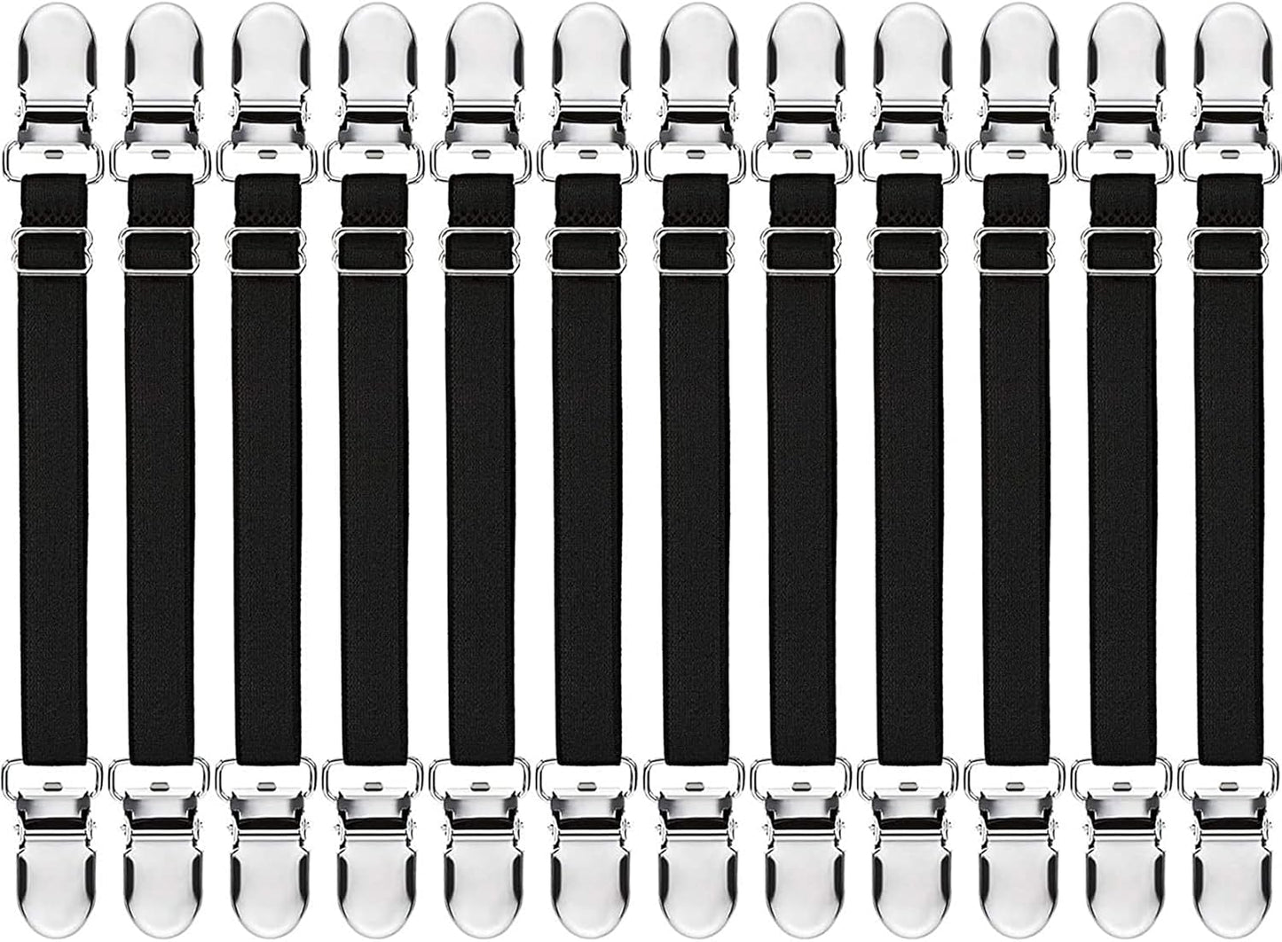 Boao 12 Pcs Bed Sheet Clips Straps Sheet Corner Straps Holder Adjustable Mattress Clips, Elastic Bed Grippers Suspender Fasteners Holder for Home(White,4-8 Inch Length)