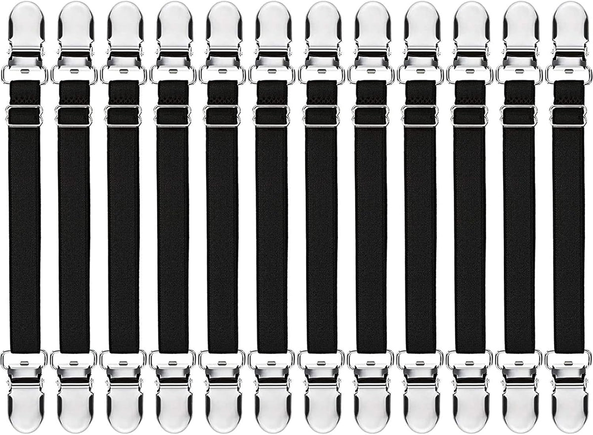 Boao 12 Pcs Bedsheet Strap Elastic Clip, White, 4-8 Inch Length