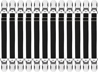 Boao 12 Pcs Bedsheet Strap Elastic Clip, White, 4-8 Inch Length