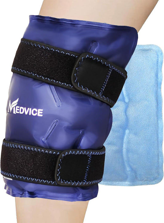 Medvice Knee Ice Pack Wrap with Cold Compression for Pain Relief, Swelling