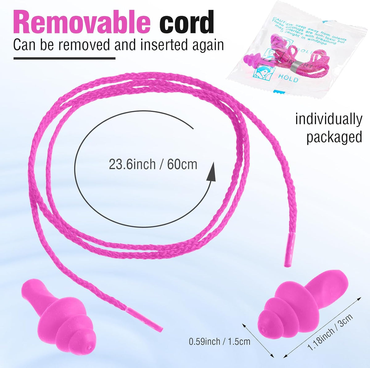 Tondiamo 200 Pairs Ear Plug Bulk with Cord Reusable Silicone, Fresh