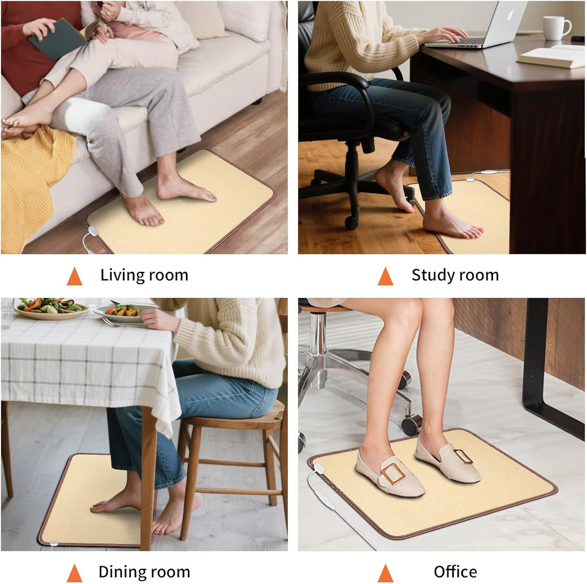 Large Heated Floor Mat, Under Desk Foot Warmer, 10 Temp Levels & Auto Shut Off Timer, Energy-Saving, Waterproof, for Office, Home, Study Play Room 120V 120W 18.5x26.4 inch NM