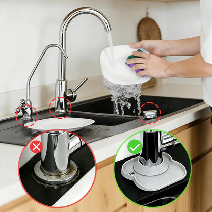 Silicone Faucet Mat for Kitchen Tap Compact Sink Splash Guard Protectors Behind Draining,Grey 2PCS